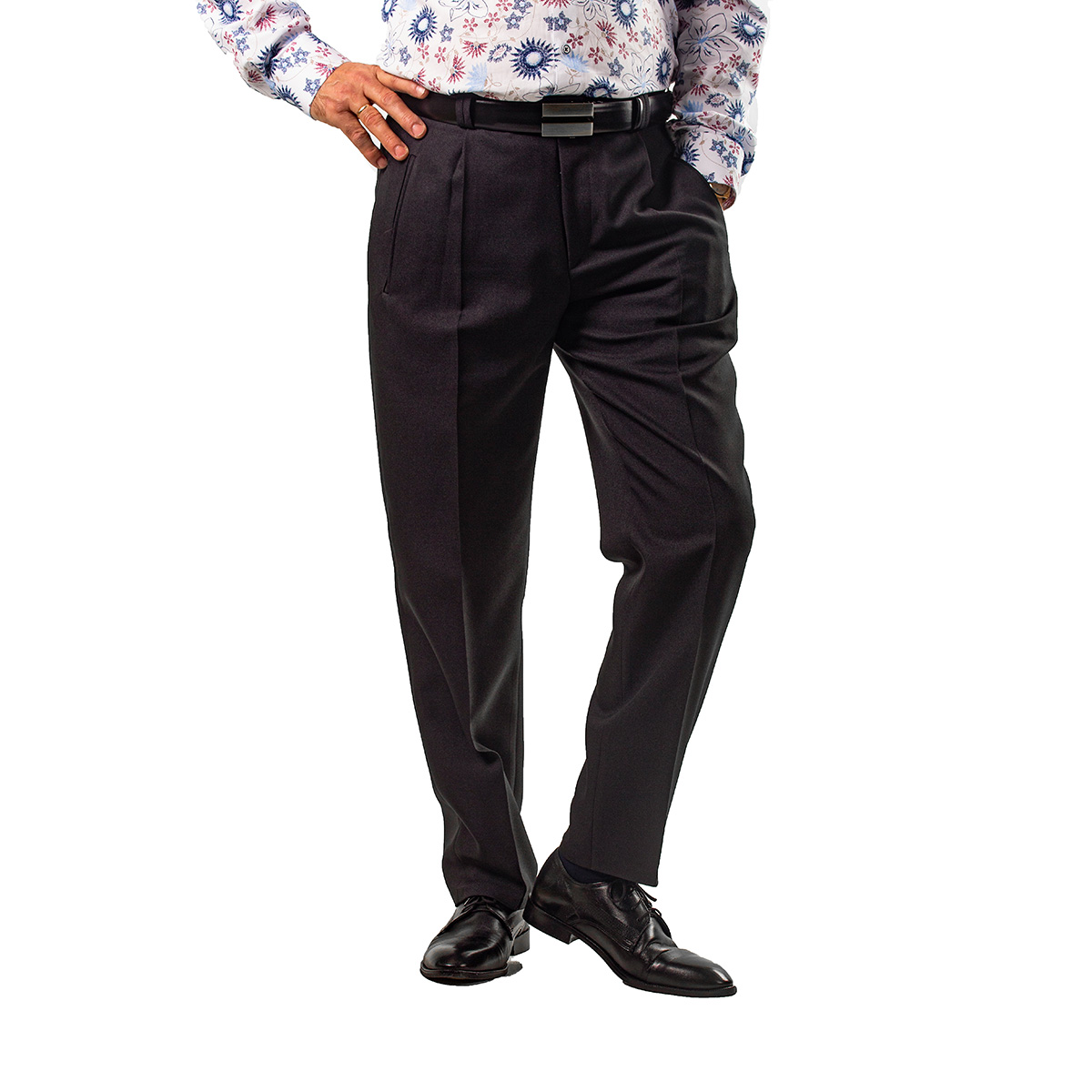 Pánske oblekové nohavice čierne klasik model 2